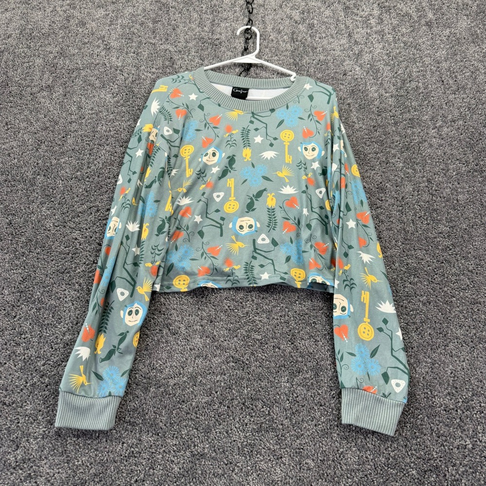 Coraline Long Sleeve Crop Top Womens Extra Large Green Key Graphic Laika XL